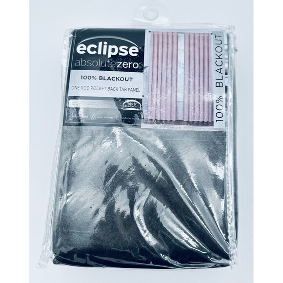 Eclipse Harper Velvet Blackout Rod‎ Pocket Curtain Panel Charcoal Gray 50 x 63 - Picture 1 of 4